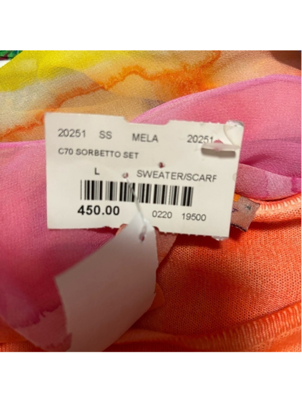 MELAROSA ITALY NWT ARTIST NUMBERED HAND PAINTED RAINBOW SORBETTO TUNIC W/ SCARF - Picture 9 of 14